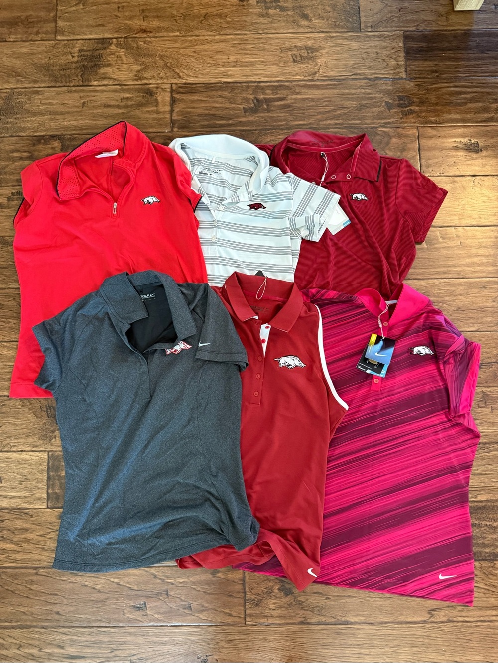 Arkansas Razorbacks Women’s Polo Bundle — Red, Maroon, Gray, Pink Options